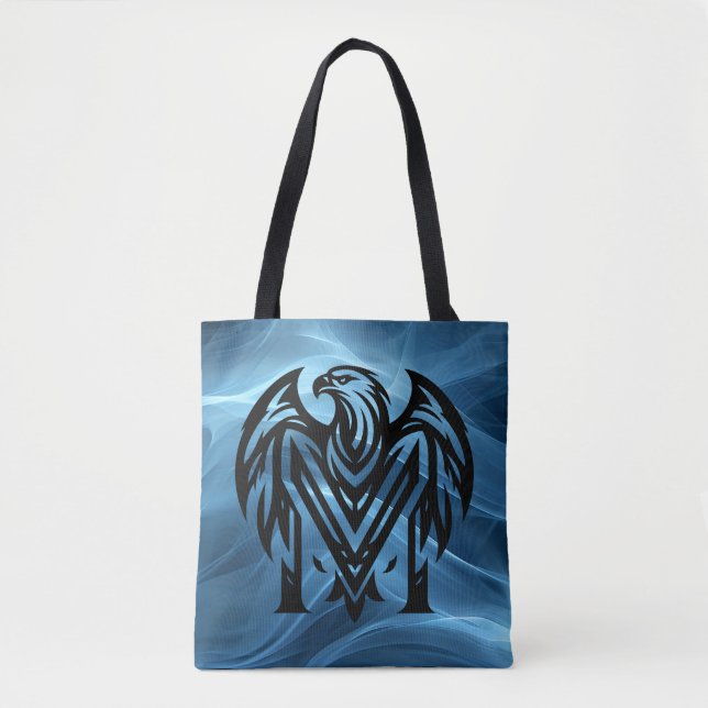 Moms Bold Eagle on Blue Smoke Large Shoulder Tote Bag (Front)