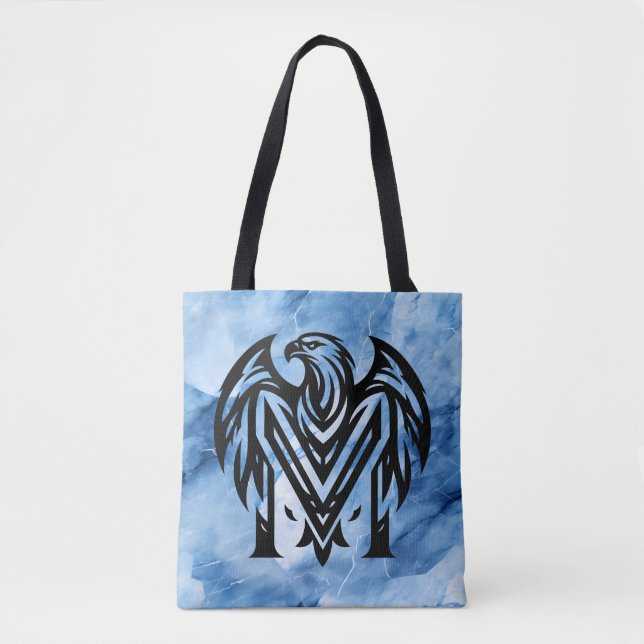 Moms Bold Eagle on Blue Smoke Large Shoulder Tote Bag (Front)