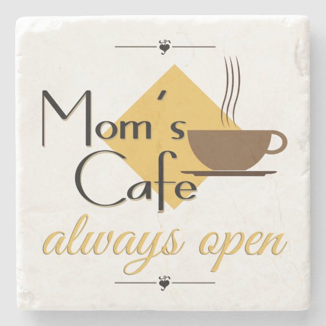 Mom's Cafe Always Open Stone Coaster (Front)