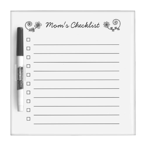 Moms Checklist Check Box List  Dry Erase Board