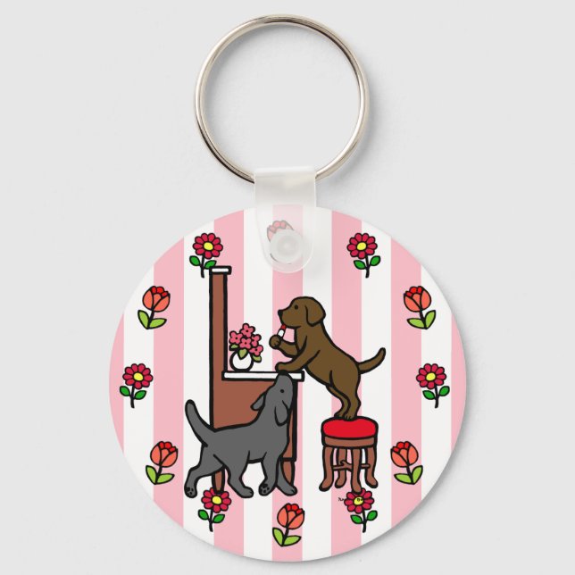 Mom's Chocolate Lab and Black Lab Keychain (Front)