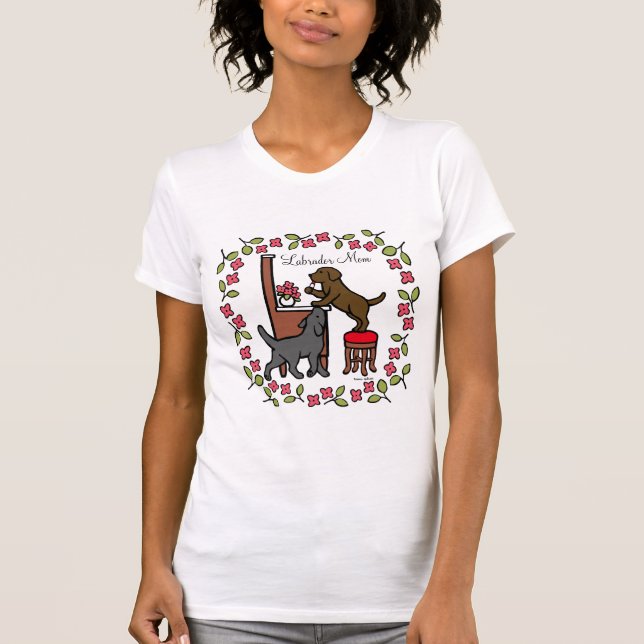 Mom's Chocolate Lab and Black Lab T-Shirt (Front)