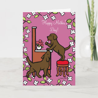 Mom's Chocolate Lab Puppy Duo Card