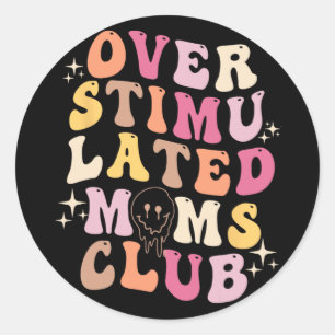 Moms Club Retro Groovy Mothers Day Classic Round Sticker
