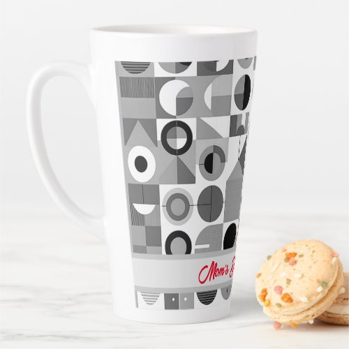 Moms Daily Dose of Joy Geometric Pattern Retro Latte Mug