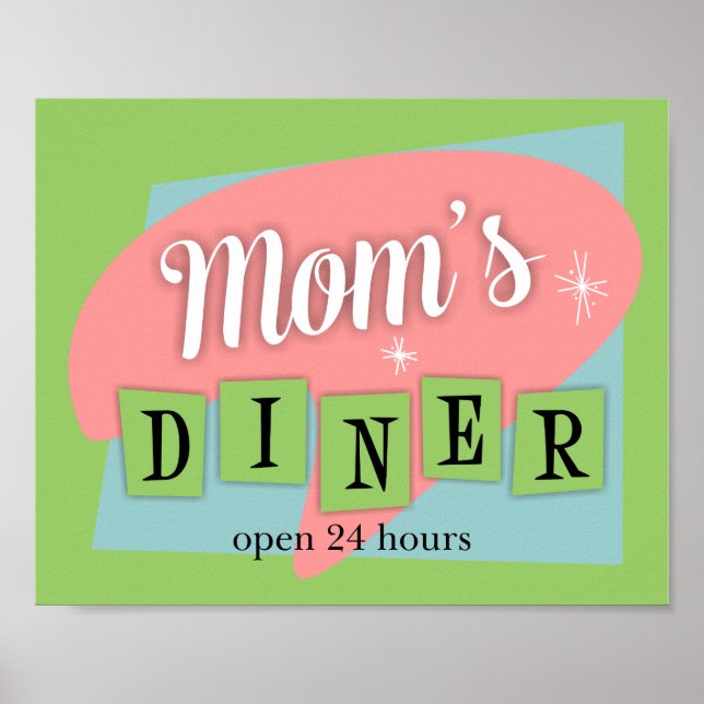 Mom's Diner Custom Retro Kitchen Print (Front)