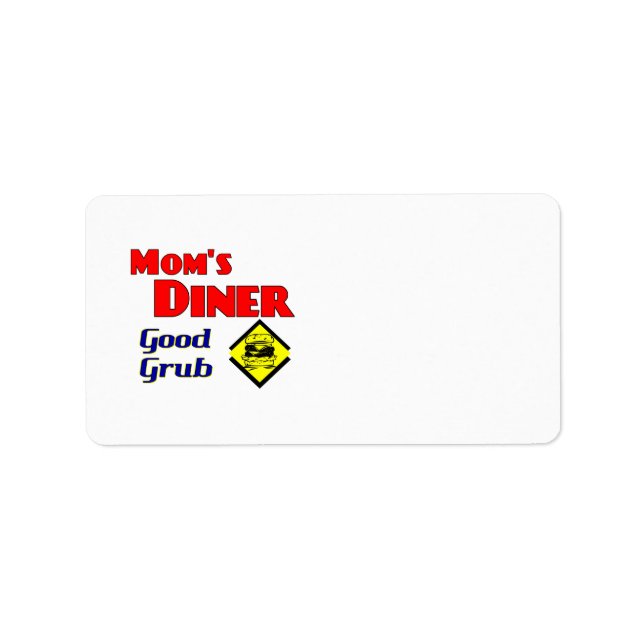 Mom's Diner Good Grub Funny Retro Saying Label (Front)