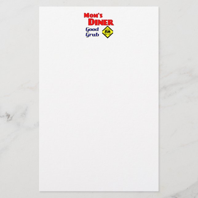Mom's Diner Good Grub Funny Retro Saying Stationery (Front)