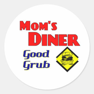 Mom's Diner Good Grub Retro Restaurant Classic Round Sticker