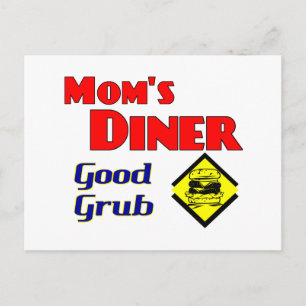 Mom's Diner Good Grub Retro Restaurant Postcard