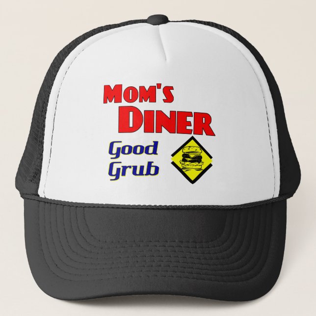 Mom's Diner Good Grub Retro Restaurant Trucker Hat (Front)