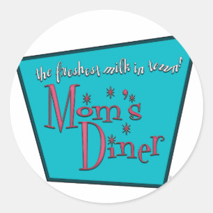 Mom's Diner Retro Pro-Breastfeeding Design Classic Round Sticker