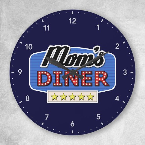 Moms Diner Sign Large Clock