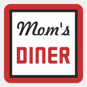 Mom's Diner Square Sticker