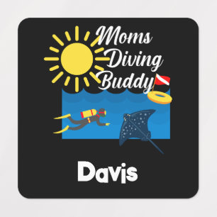 Moms Diving Buddy Design - Small Square Clothing L Labels