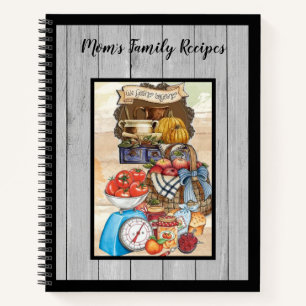 Mom's Family Recipes - Country Kitchen Scene Notebook