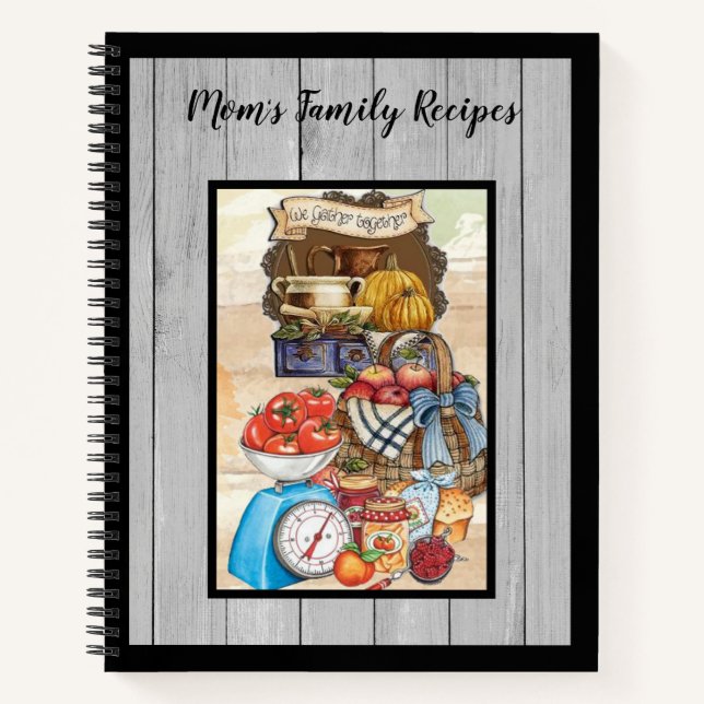 Mom's Family Recipes - Country Kitchen Scene Notebook (Front)