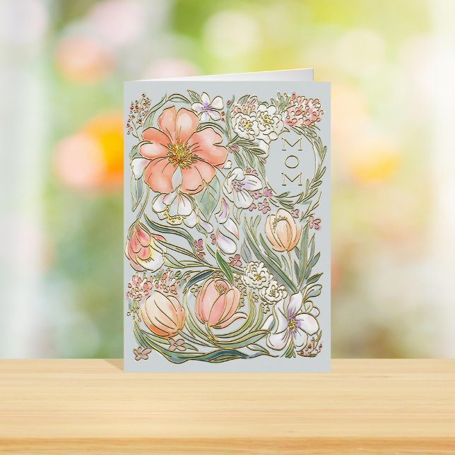Mom's Favorite Color Floral Mother's Day Foil Greeting Card (Creator Uploaded)