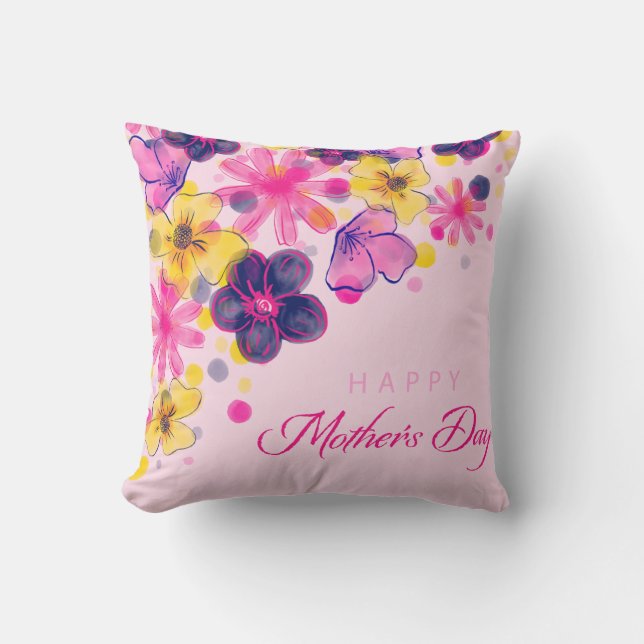 Mom's Favorite Color Mother's Day Throw Pillow (Front)