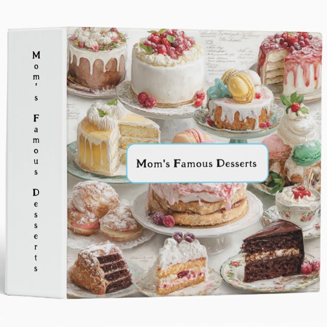 Mom's Favorite Desserts Cakes Pies  3 Ring Binder (Front/Spine)