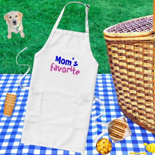 Moms favorite Funny Quote With Blue Pink Text Long Apron