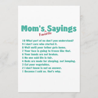 Mom's favorite sayings on gifts for her. invitation