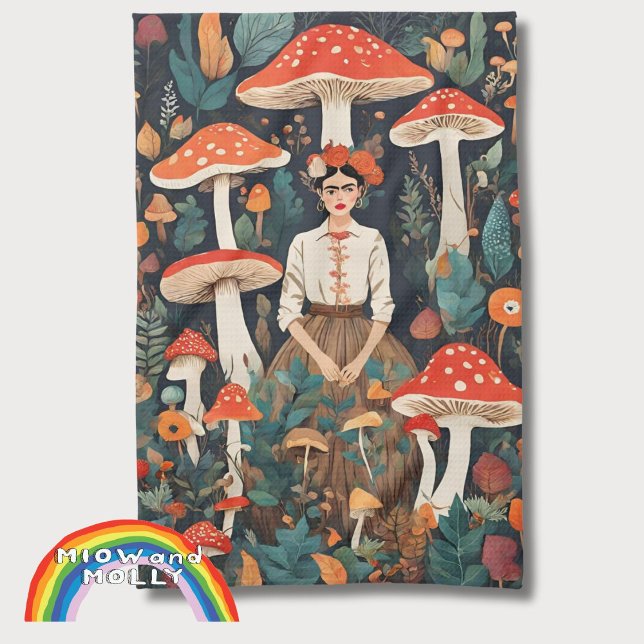 Mom's Frida Mushroom Forest foraging Christmas Kitchen Towel (Creator Uploaded)