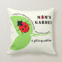 Mom's Garden Ladybug Square Throw Pillow