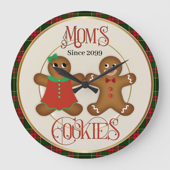 Mom's Gingerbread Cookies Large Clock (Front)