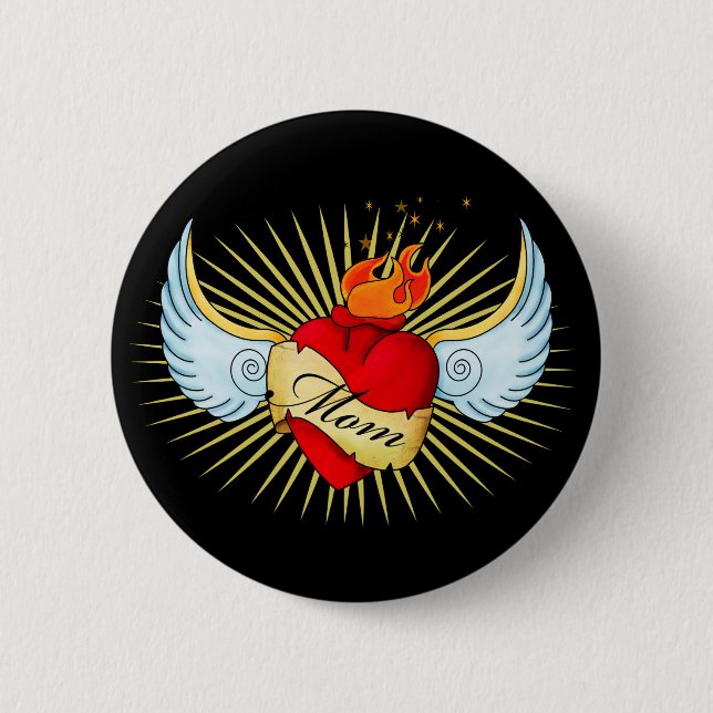 Mom's Heart Pinback Button (Front)