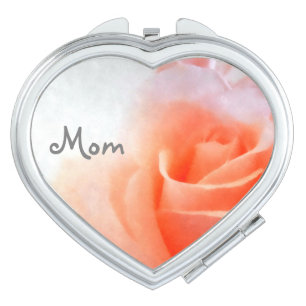 Mom's Heart-Shaped Compact Mirror