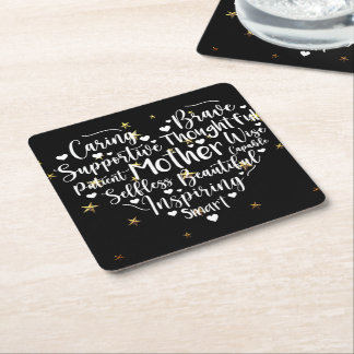 Mom's Heart Square Paper Coaster