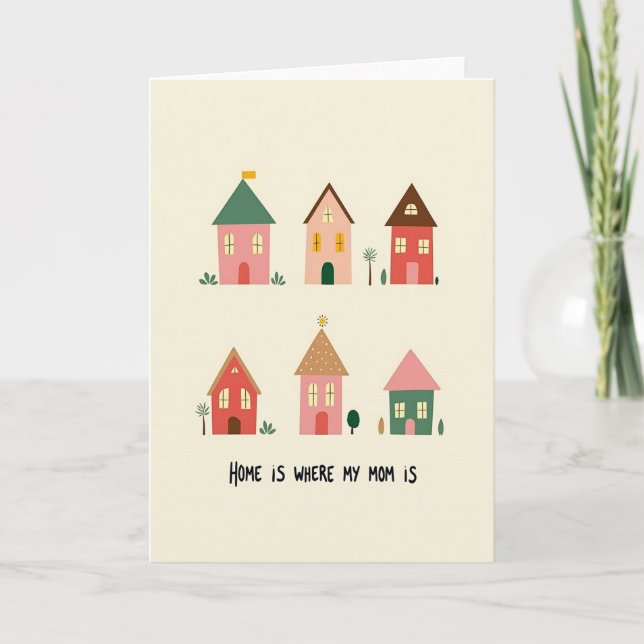 Moms Home Houses Illustration Card (Front)