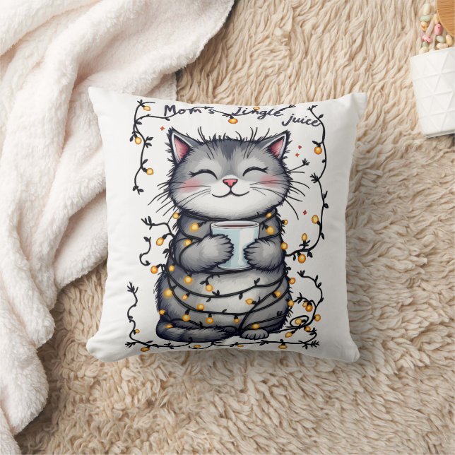 Mom's Jingle Juice  Throw Pillow (Blanket)