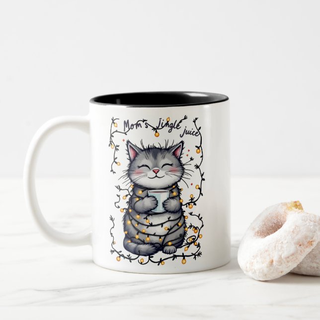 Mom's Jingle Juice  Two-Tone Coffee Mug (With Donut)