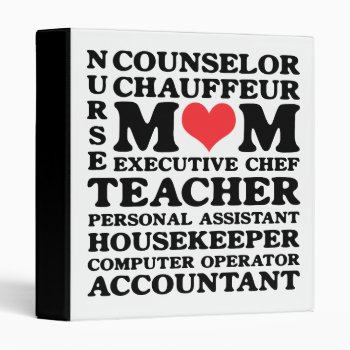 Mom's Jobs Funny Mother's Day Binder For Recipes by koncepts at Zazzle