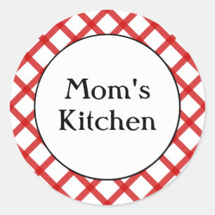 Mom's Kitchen Custom Red Lattice Sticker