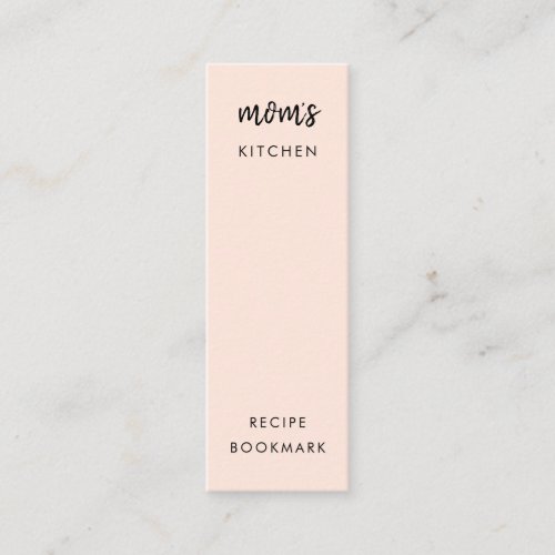 Moms Kitchen Modern Pink Mini Recipe Bookmark Card
