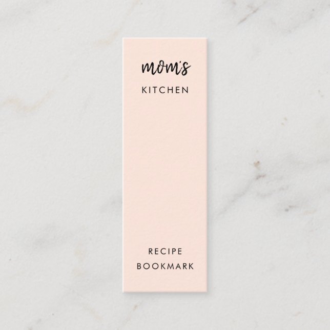 Moms Kitchen Modern Pink Mini Recipe Bookmark Card (Front)
