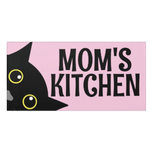 MOM'S KITCHEN PEEKING CAT WALL SIGN