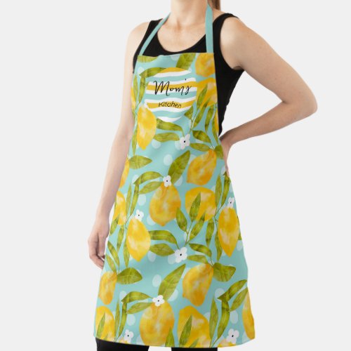 Moms Kitchen Personalized Quote Lemons Pattern Apron