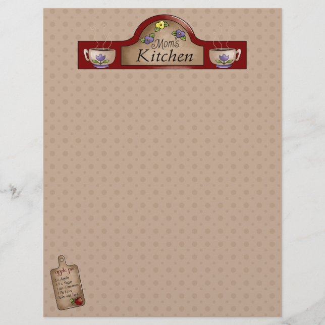 Mom's Kitchen Recipe Pages (Un-Lined) (Front)