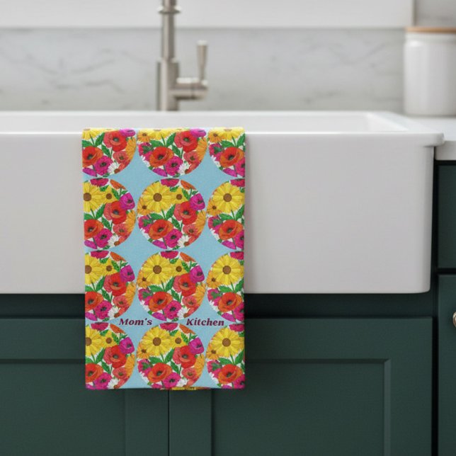 Mom's Kitchen Retro Flower Dopamine Decor Towel (Retro Kitchen Mother's Day,
Maximalist Dopamine Decor gift by Darling & May)