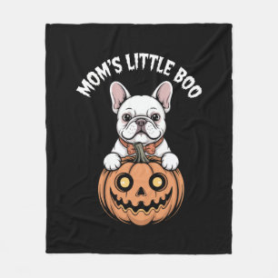 Mom's Little Boo French Bulldog Hallowen Fleece Blanket