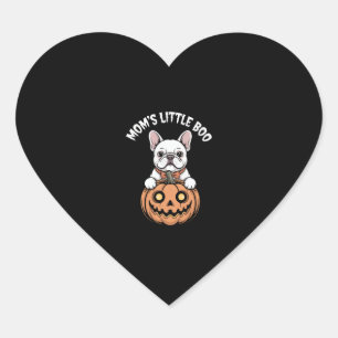 Mom's Little Boo French Bulldog Hallowen Heart Sticker