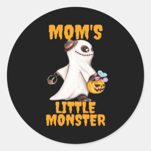 Moms Little Boo Monster Funny Graphic Classic Round Sticker
