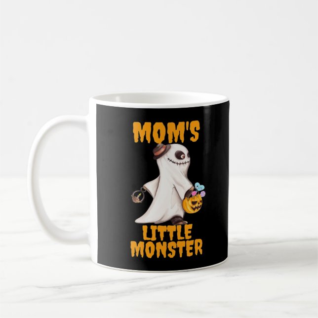 Moms Little Boo Monster Funny Graphic Coffee Mug (Left)