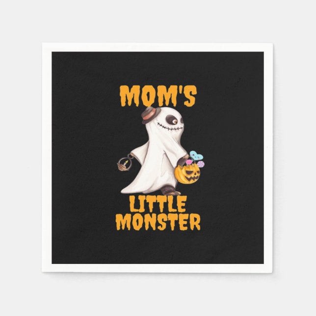 Moms Little Boo Monster Funny Graphic Napkins (Front)