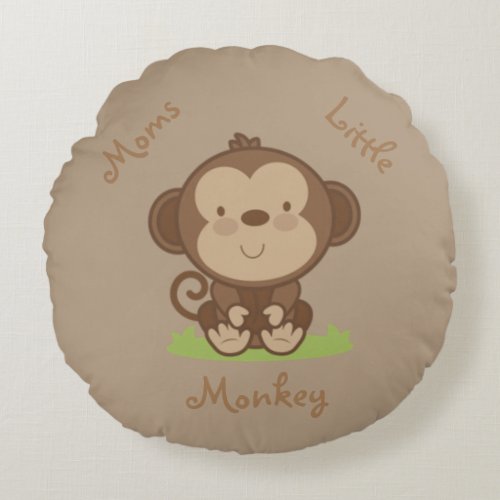 Moms Little Monkey Round Pillow