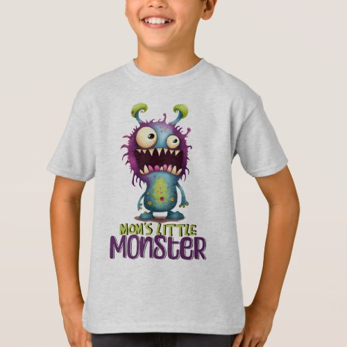 Moms Little Monster Funny T_Shirt